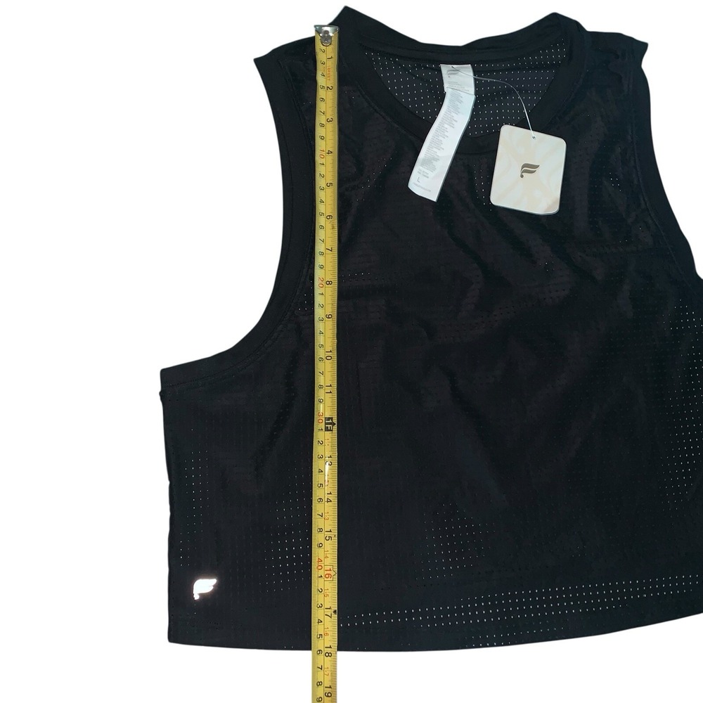 Fabletics Black Perforated Mesh Boxy Tank Activewear L Scoop Neck Sleeveless NWT - Picture 4 of 7